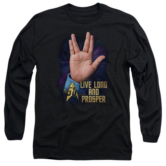 Star Trek Llap 50 Long Sleeve Adult 18/1 T-Shirt Black