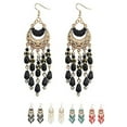 thumbnail image 4 of Bohemian Style Crescent Moon Shape Water Drop Long drop earring Tassel Dangle Tassel Pendant Earring Ear Stud, 4 of 9