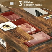 MONVANE 40 Lift Top Coffee Table with Storage for Living Room, Rustic Brown