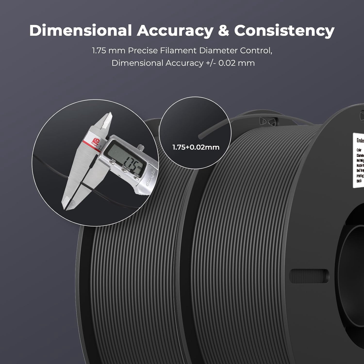 2-Pack Creality 3D Printer Filament, 1.75mm PLA Filament Bundle 2kg for 3D Printing, Ender PLA Filament No-Tangling, Strong Bonding & Overhang Performance, Accuracy +/- 0.02mm, Black & Black
