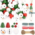 thumbnail image 2 of Gustave 193PCS Christmas Wood Beads Snowman Wooden Bead Kit with Twine Scarf, Round Beads Hanging Ornaments Bracelets DIY Crafts for Christmas Home Party Decoration, 2 of 9