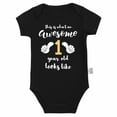 thumbnail image 3 of Toddler Girls Boys 1st Birthday Rompers Short Sleeve Soft Baby Bodysuit Romper For Infant First Birthday Jumpsuit Cute Outfits 9-12 Months, 3 of 3