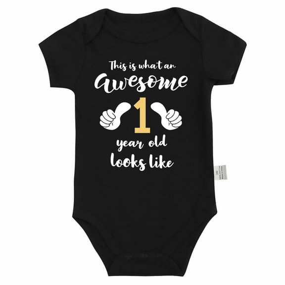 JAJAHO First Birthday Outfit Baby Bodysuit For Infant Boys Girls Short Sleeve Letter Printed Soft Romper Comfortable Onesie