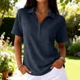 thumbnail image 5 of Dwellite Women Polo Shirts Short Sleeve Button Down Collared Golf Tee Business Casual Summer Work Tops Athletic Tennis Shirts Dark Blue 3XL, 5 of 5