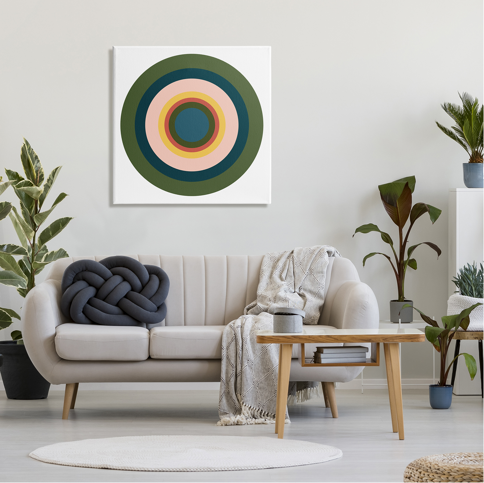 Stupell Industries Green Muted Circles Abstract Painting Gallery Wrapped Canvas Art Print Wall Art, 30 x 30