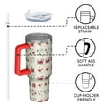 thumbnail image 4 of Beige Christmas Santa and Train Pattern Tumbler with Handle and Lid,40oz Double Wall Vacuum Insulated Tumbler,Cups Gift for Women and Men, 4 of 7