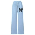 thumbnail image 4 of Bainana Casual Sweatpants For Girls Bowknot Print Wide Leg Elastic Waist Joggers Athletic Pants With Pockets Little Girls Youth Classic Fit Casual Pants Blue Size 11-12 Years, 4 of 5