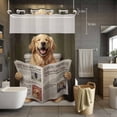 Funny Dogs Puppy No Hook Shower Curtain with Snap in Liner, Waterproof ...