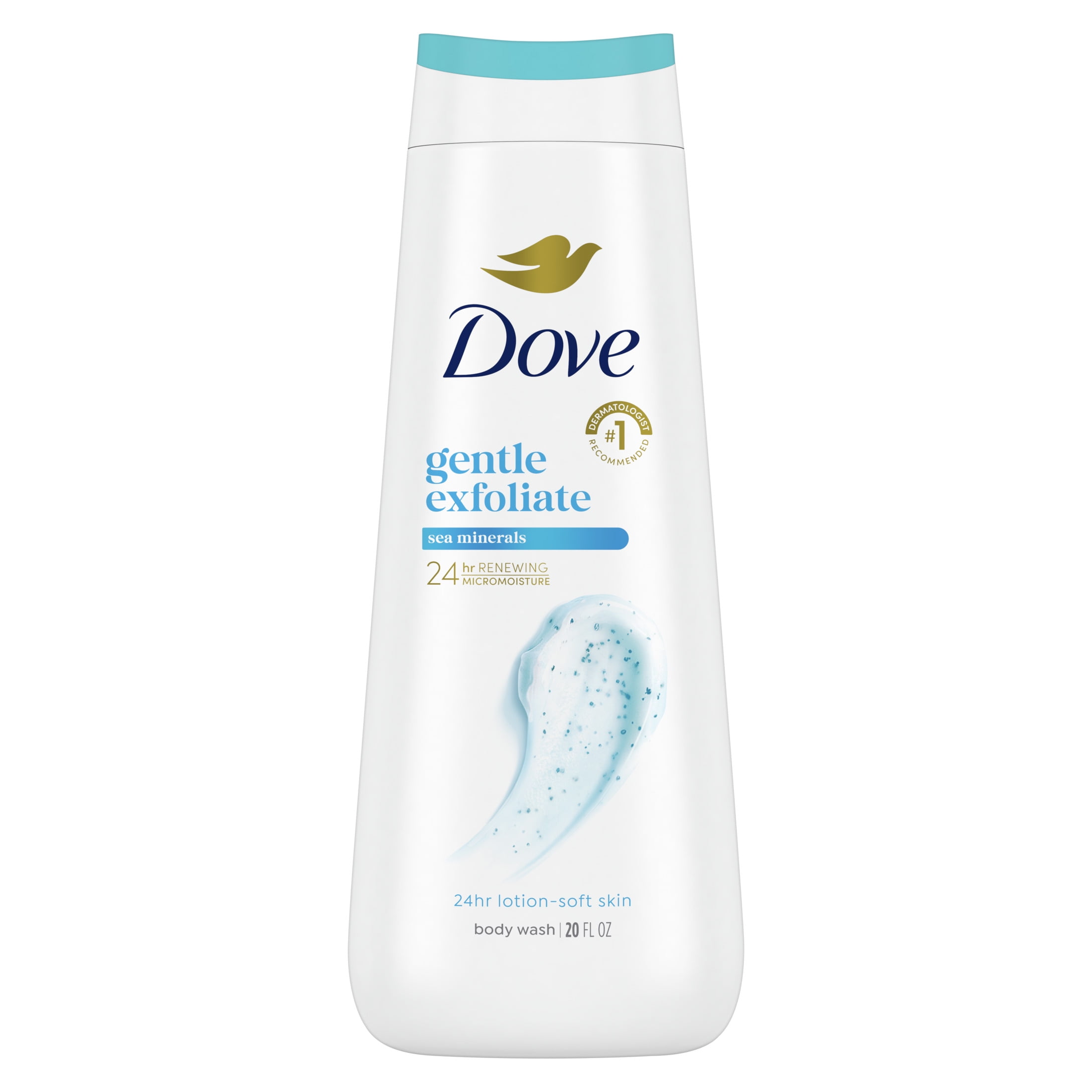 (4 pack) Dove Body Wash for Women Gentle Exfoliating with Sea Minerals All Skin, 20 oz