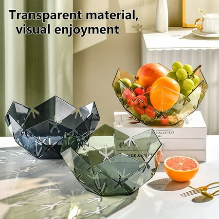 

Waroomhouse Fruit Plate European-style Large Capacity Transparent Flower-shaped Rhombic Candy Snacks Dish for Living Room