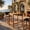 Teak + Acacia Wood + Garden & Outdoor, variant on 41.14Inch Height Teak Finish Acacia Solid Wood Outdoor Dining Table, Slatted Water-Draining Tabletop, for Patios & Gardens