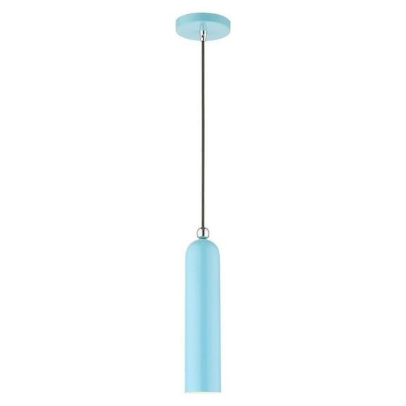 1 Light Pendant in Mid Century Modern Style 5.13 inches Wide By 16.5 inches High-Shiny Baby Blue Finish Bailey Street Home 218-Bel-4362771