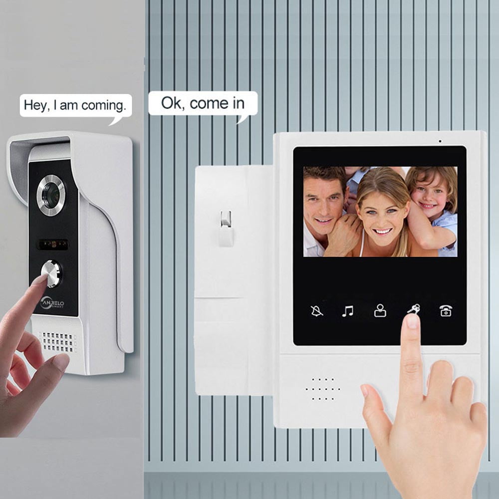 4.3 Inch Doorbell Video Camera Wired Touch Monitor Intercom Waterproof IR Night 700TVL Vision For Home Surveillance 4 Wire Connected