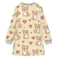 thumbnail image 6 of Girls' long-sleeved dress Cute Little Corgi Girls' A-line dress with ribbed cuffs Soft and comfortable, 6 of 6
