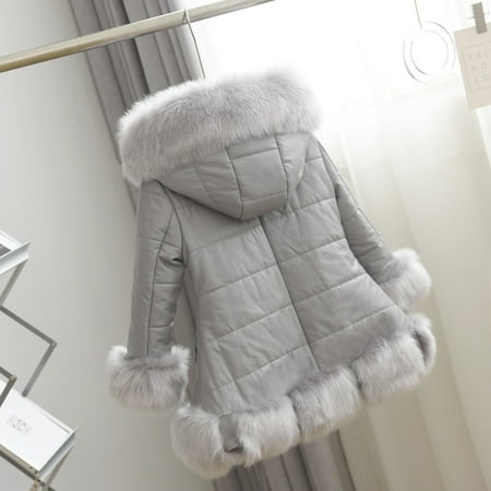 

Gubotare Kids Little Girl s Clothes Thicken Coat Winter Warm Faur Leather Button Down Jacket With Fleece Hood Long Sleeve Outerwear (12M-9T)