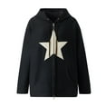 thumbnail image 3 of Oversized Zip Up Hoodies for women Y2K Star Patch Sweatshirts Teen Girls Fall Casual Drawstring Jackets with Pockets Shermie, 3 of 4