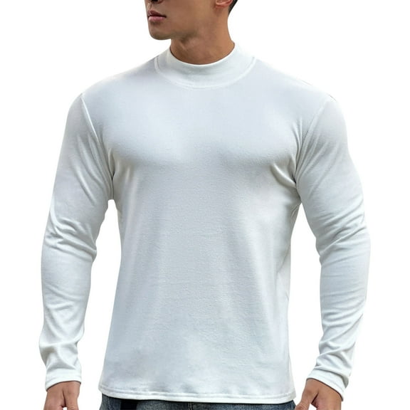 LIaqionyy Men's Thermal Mock Turtleneck Shirts Casual Long Sleeve Stretchy Basic Pullover Undershirt Tops