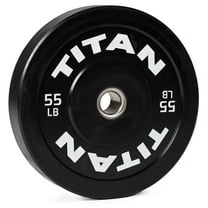 Titan Fitness 55 LB Single Economy Series Black Olympic Bumper Plate, Durable Rubber Exterior with Steel Core, Weightlifting and Strength Training Weight Plate