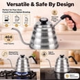 thumbnail image 3 of Gooseneck Kettle, 40oz 304 Stainless Steel Stovetop Kettle with Thermometer for Pour Over Coffee and Tea Brewing, 3 of 7