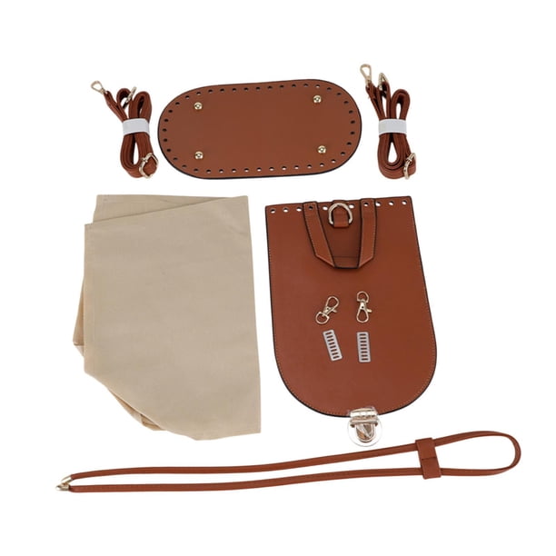 Kit para hacer bolsos de cuero sintético, hecho a mano, con cierre de seguridad, kit de costura para bolsos de cuero, tejido a mano. Marrón