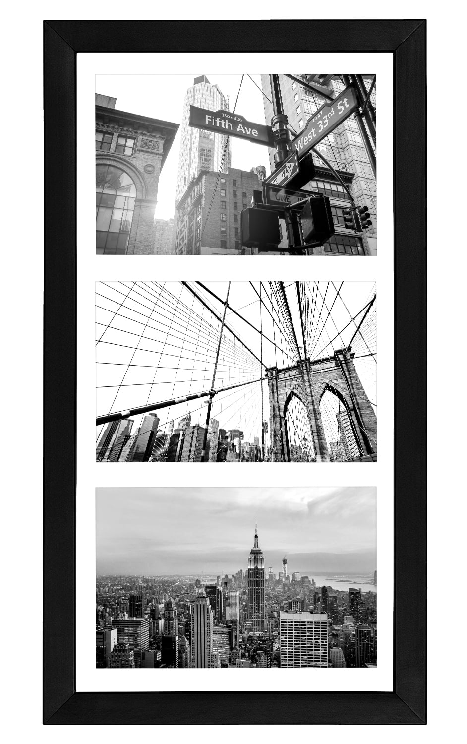 Americanflat Black Collage Picture Frame Displays Three 5x7 Photos