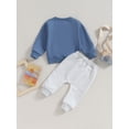 thumbnail image 4 of Bagilaanoe 2PCS Toddler Baby Boy Long Pants Set Letter Print Long Sleeve Sweatshirt Pullover Tops + Sweatpants 6M 12M 18M 24M 3T Kids Casual Sweatsuits, 4 of 8