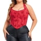 thumbnail image 1 of Playeras,Blusas y Tops,Ropa para Mujer Camiseta sin espalda Corsé para mujer Top Bustier Corset Top Tight Fitting Corset Tank Top Suspender Top Solid Short Fashion (Watermelon Red, XL), 1 of 7