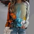 thumbnail image 2 of Camisas informales de manga larga para mujer, sudadera de cuello redondo con estampado Floral de plantas, jersey de cuello redondo, túnica holgada con estampado de puesta de sol Pompotops gfhjh19847, 2 of 5