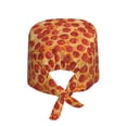 thumbnail image 2 of Kdxio Pizza Pattern Turban Hat for Women Men Comfortable Adjustable Cleaning Working Cap with Sweatband, 2 of 8