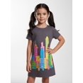 thumbnail image 4 of Trendy Classic Girls Short Sleeve Dress Casual Dress Comfort-Fit Pull-On for Young Girls Age 5-13, 4 of 6