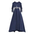 thumbnail image 1 of WTXUE Robes Maxi, Manches Longues Évasées Col Rond, 2024 Musulman Taille Haute Nationale Élégante Ajustée Grande Robe de Sol Brodée pour Femmes Grande Taille, Bleu Taille 3TG, 1 of 4