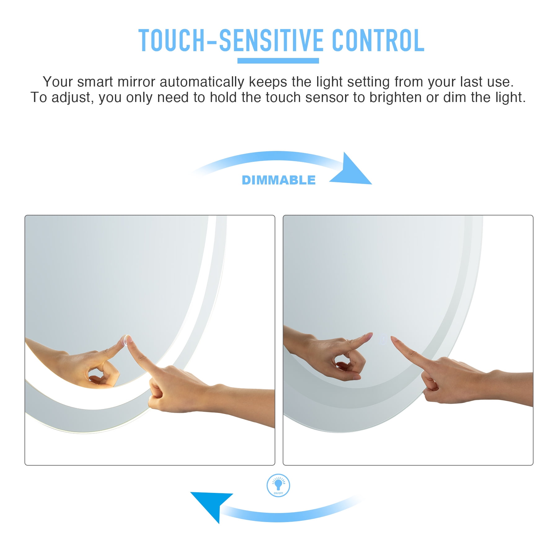 2' Silver Round Wall Mounted LED Mirror for Bedroom Desk Bathroom Vanity and More Glass Aluminum Alloy Metal