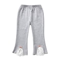thumbnail image 1 of Gyratedream 1-8Y Toddler Kids Autumn Lace Embroidery Bell Bottom Baby Girls Pleuche Pants Long Flare Trousers, 1 of 1