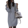 thumbnail image 1 of Fashnice Robe Tricotée pour Femmes Couleur Unie Min Manches Longues Chandail Décontracté Chaud Hauts Gris m, 1 of 2