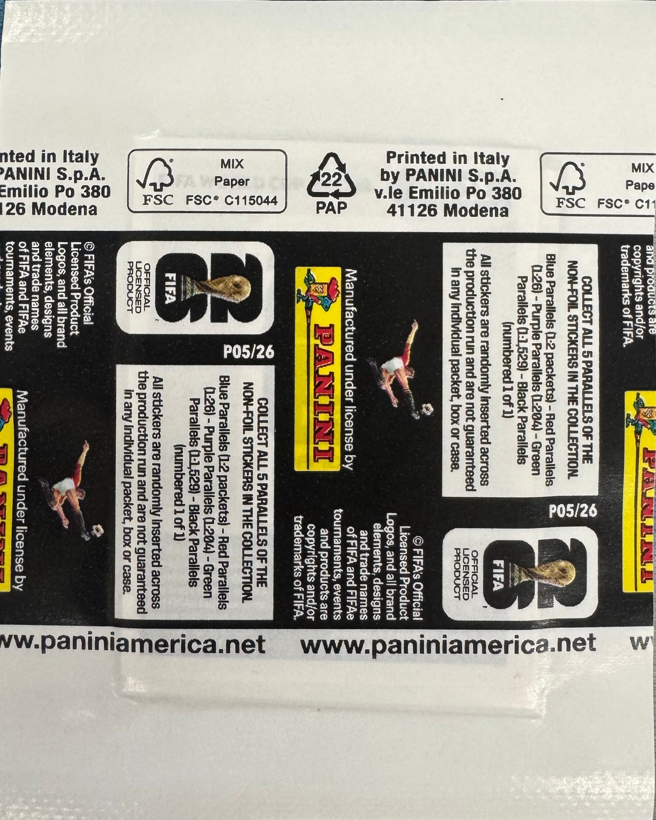 26 PANINI FIFA WORLD CUP SOCCER STICKERS PACK