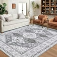 thumbnail image 3 of CAROMIO Washable Area Rugs for Bedroom Non Slip Large Area Rugs for Living Room Oriental Boho Rug Distressed Chenille Carpet Stain Resistant Throw Rugs, 8' x 10' Gray, 3 of 7