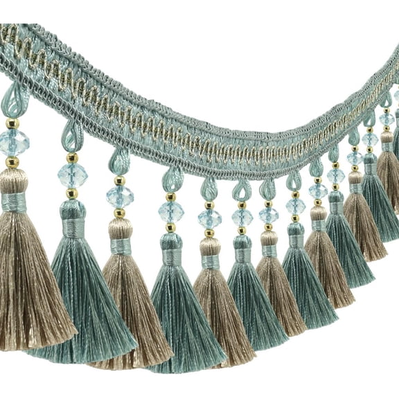 3Yard Drop Pendant Fringe Trim, Lampshade Decoration,Decorative Beaded Edging for Curtains, Clothing, Sew On Embellishment