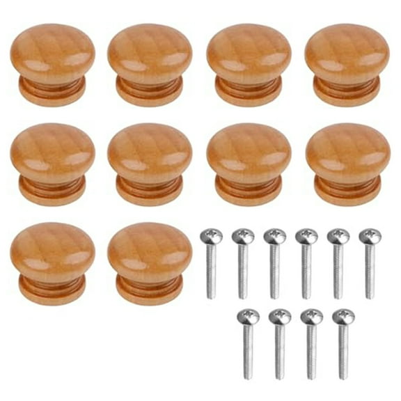 Solid Wood Mushroom Shaped Cabinet Handles 10 Pack of Elegant Drawer Knobs