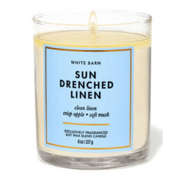Bath & Body Works 8oz Sun Drenched Linen Scented 1-Wick Candle