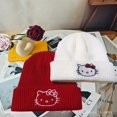 thumbnail image 4 of Saniro Hello Kitty Gorro de punto para mujer Anime lindo dibujos animados Cinnamoroll Melody Kuromi niños invierno cálido gorro de punto, 4 of 5