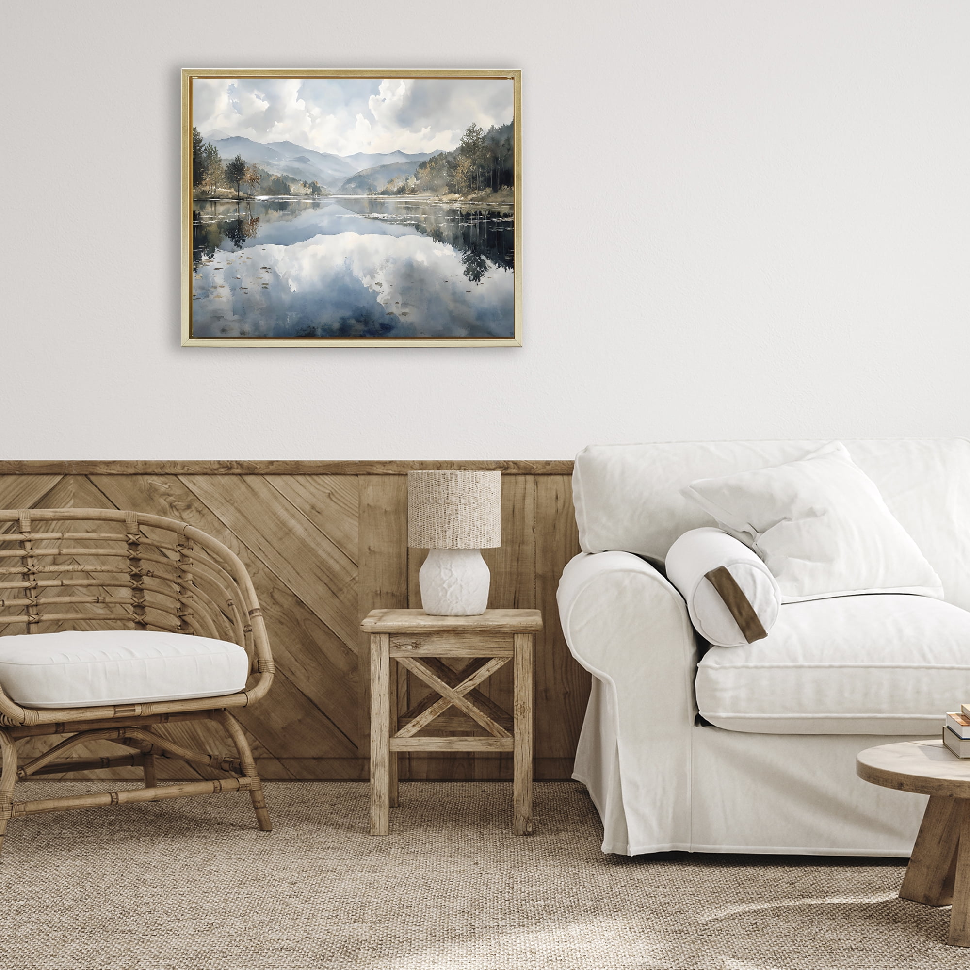 Stupell Industries Nature's Reflection on Mountain Lake Gold Framed Floater Canvas Wall Art, design by Franklyn Gregory