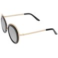 thumbnail image 3 of sunglassLA Unisex Women's Two-Tone Metal Backing Colored Mirror Lens Round Sunglasses (Gold-Black / Silver Mirror) - 50mm, 3 of 4
