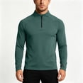 thumbnail image 4 of Dagugfen Workout Tops for Men Long Sleeve Quarter Zip Stand Neck Stretchy Spandex Quick Drying Athletic Running Shirts, 4 of 7