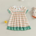 thumbnail image 2 of Toddler Baby Girl Easter Dress Kids Girls Carrot Embroidery Short Sleeve A-Line Dresses Casual Summer Clothes, 2 of 6