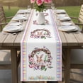 thumbnail image 4 of Bunny Easter Table Runner - 70 Inch Long Spring Floral Eggs Pastoral Rabbit Cotton and Linen Blended Dress Scarves Farmhouse Table Runner for Kitchen Dining, Coffee Table, 13" x 70", 4 of 8