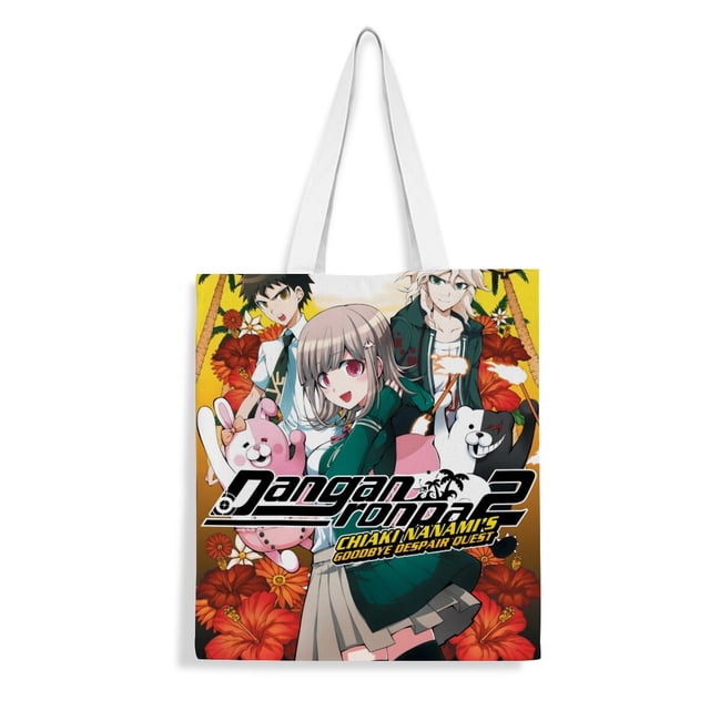 Danganronpa Bolso de tela con estampado de lienzo para mujer, bolsa de compras reutilizable y estética, con cremallera interior, regalo para mujer,40*40cm.