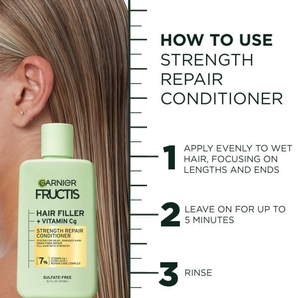 Garnier Fructis Hair Filler Vitamin Strength Repair Shampoo, Conditioner, & Treatment Set, 10.1 fl oz