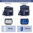 thumbnail image 2 of Holuxer Large Lunch Boxes for Men/Adults, Expandable Double-Deck Insulated Lunch Bag with Shoulder Strap, Soft Leakproof Cooler Bags for Work Outdoor Picnic Trips, 20 Can/16L, Blue, Mesh, 2 of 8