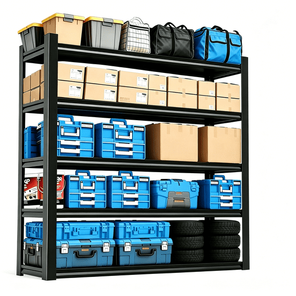 78'' Garage Shelving, 5Tier Heavy Duty Metal Garage Storage Shelves, 3000 lbs Adjustable Standing Shelf for Garage, Warehouse, Basement, Kitchen,Thickened Double-Layer Posts 78''H × 36'W × 18'D