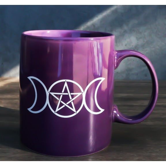 Pack Of 2 Wiccan Triple Goddess Moon Waxing Full Waning Moons Bone China Mugs